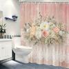 Vintage Floral Lace Style Polyester Shower Curtain - Elegant Bathroom Decor Classic Bath Curtain for Home