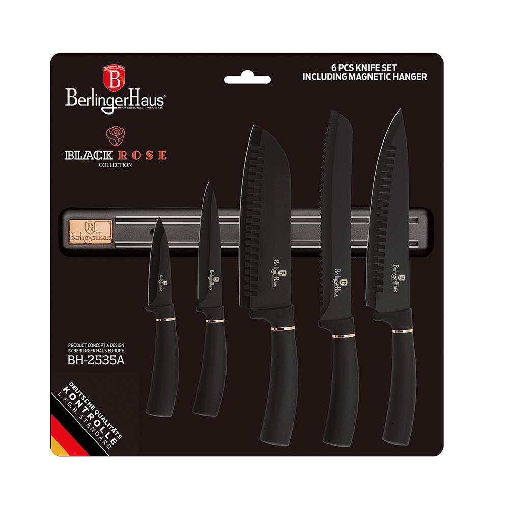 Set Of 5 Kitchen Knives With Blade Berlinger Haus Bh-2535 Black Rose
