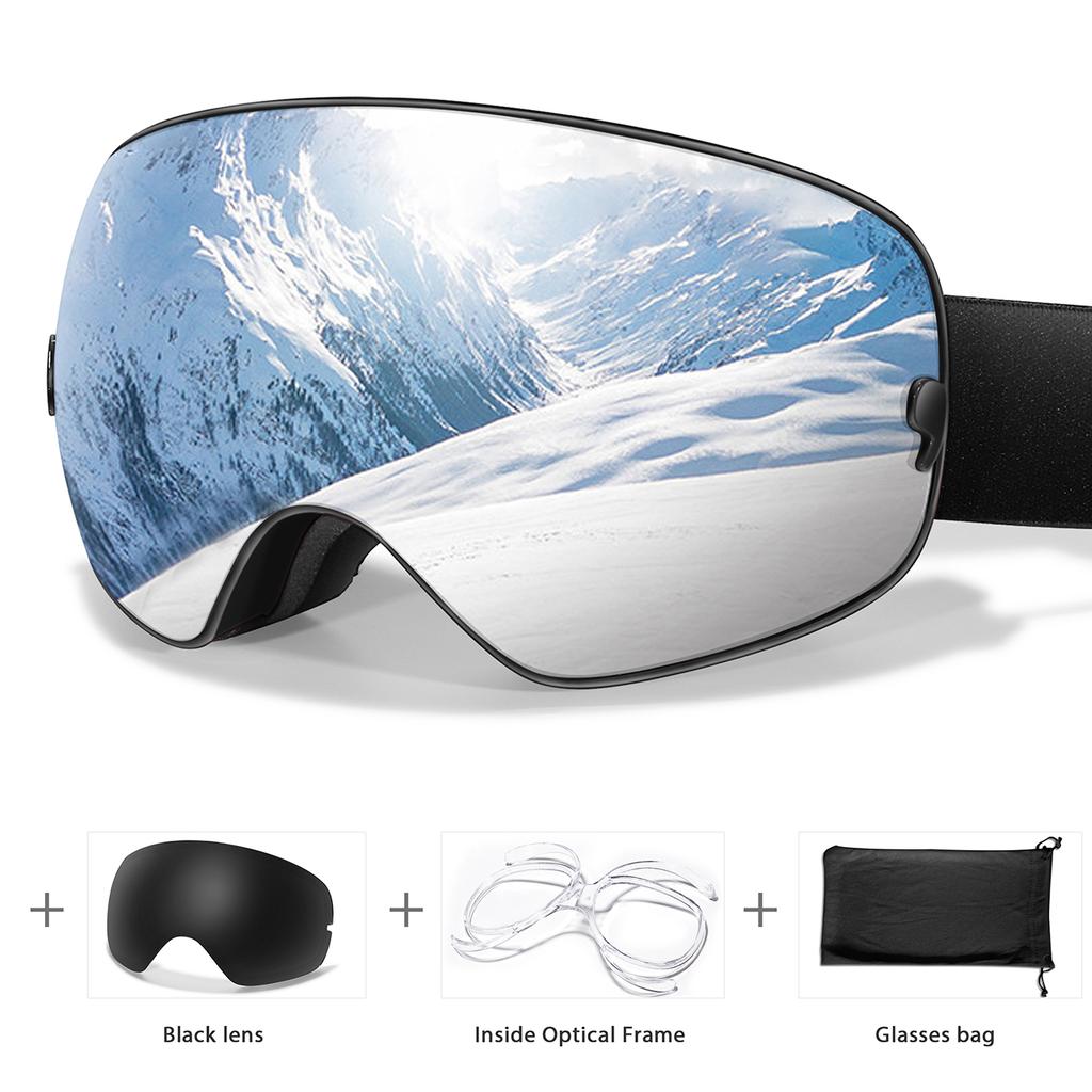 Men Women Outdoor Sports Ski Goggles Anti-fog Snowboarding Snowmobile Glasses UV400 Charngeable Lens Teen Charistmas Cycling