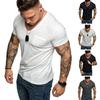 Lässiges Herren einfarbiges Kurzarm V-Ausschnitt Slim Fit Fitness T-Shirt Bluse Top