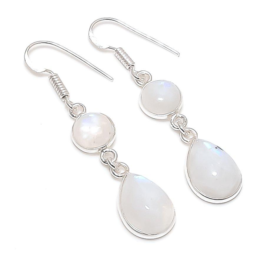 

Натуральный лунный камень Драгоценный камень 925 стерлинговое серебро Ювелирное изделие Серьга 1,97 i4A57