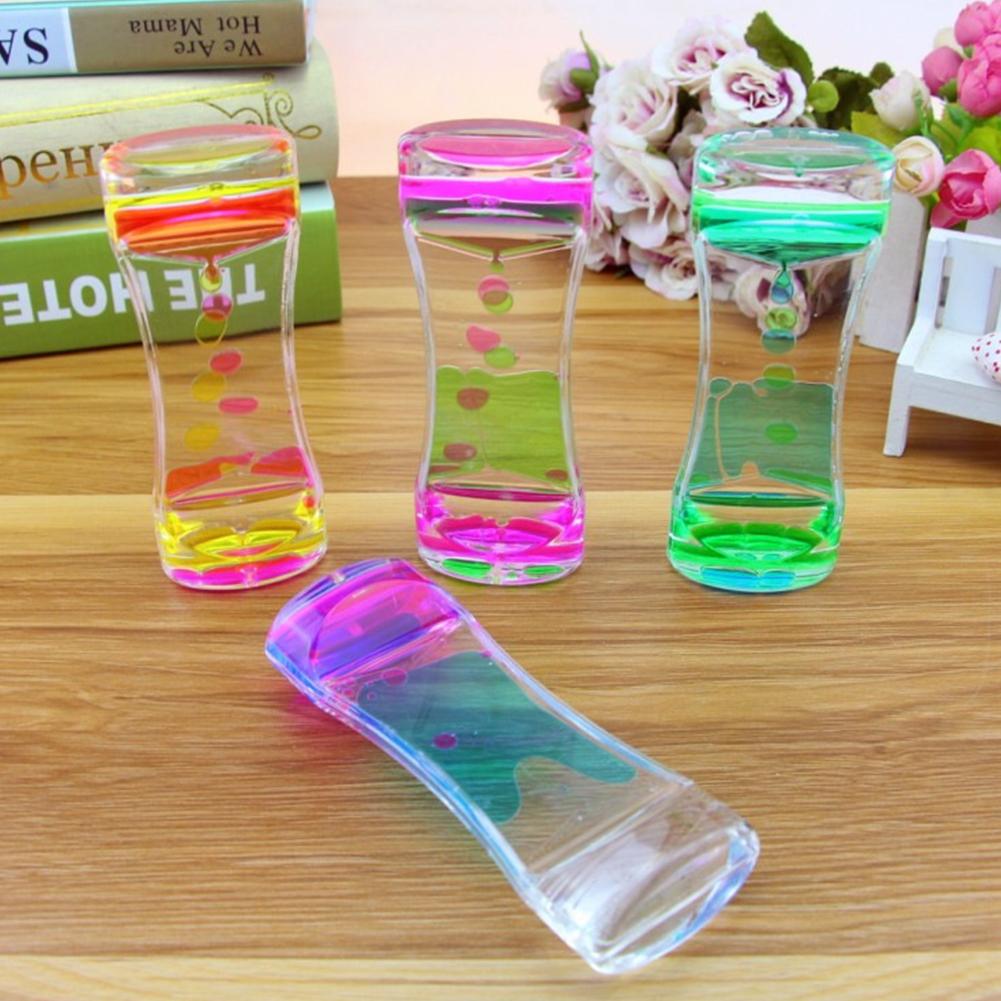 Double Color Sand Hourglasses Colorful Liquid Timer Anxiety Relief Liquid Motion Timer Bubble Timer Oil Hourglaslock Home Decor