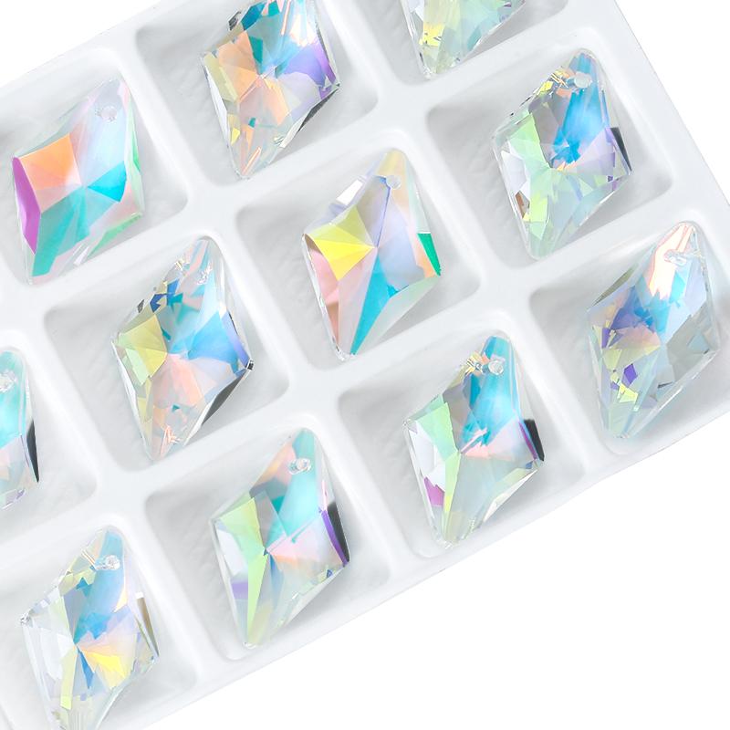 12Pcs Crystal 6320 Rhombus Pendant Glass Austria Loose Beads Charms Rhinestones for DIY Earring Necklace Jewelry Accessories