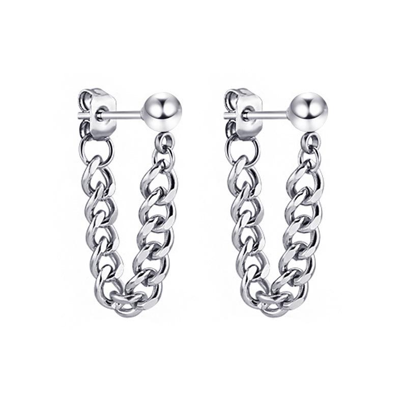 Newest 1 Pair Stainless Steel Cross Pendant Dangle Long Tassel Unisex Hoop Earrings Men/Women Punk Gothic Zircon Best Gifts