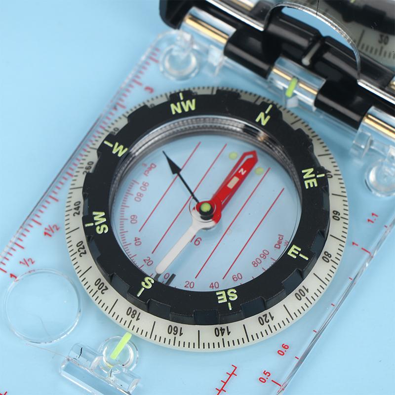 Adjustable Aiming Compass Mirror With Declination-Base Plate Navigation Orienteering Led Light Hiking Map Read Backpacking
