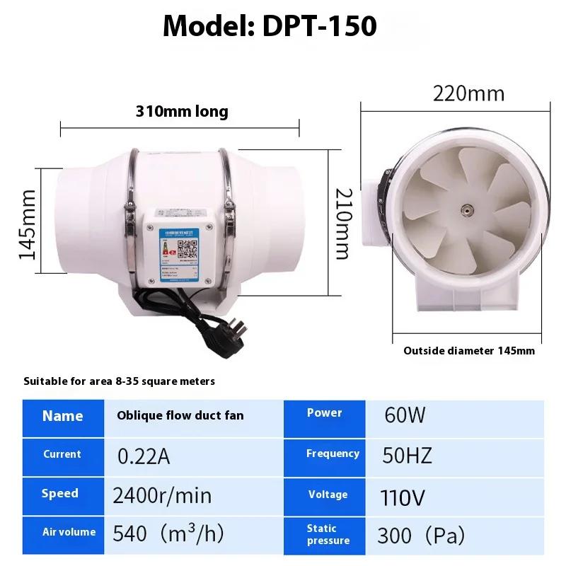 ZEXEF DPT-315 High-Velocity Exhaust Fan 1200 CFM Aluminum Duct Booster Fan for Commercial Kitchen Bathroom Ventilation