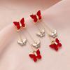 S925 Silver Purple Butterfly Tassel Earrings Women Luxury Crystal Long Dangle Vintage