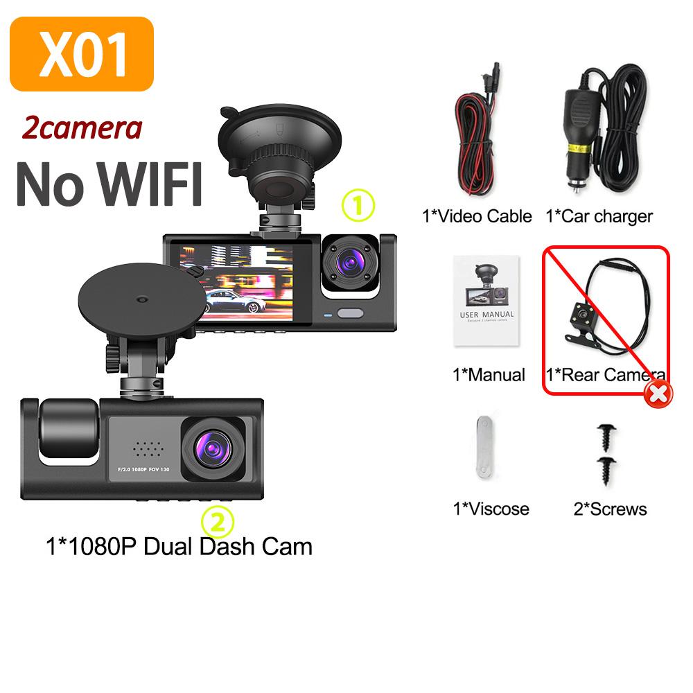 

3-канальный автомобильный видеорегистратор 1080P Dash Cam для автомобилей WIFI APP Видеорегистратор Dashcam Камера переднего и заднего вида для транспортного средства Автомобильный аксессуар NONE