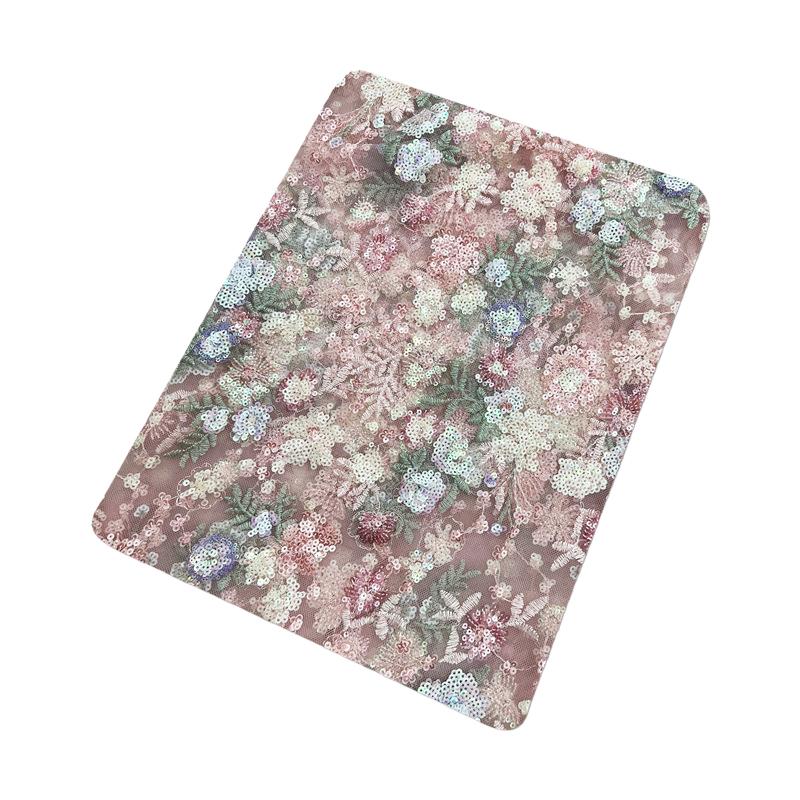 Luxury Nigerian Sequins Embroidery Bridal Fabric High Quality African French Tulle Lace Fabric For Wedding Dress Cheongsam