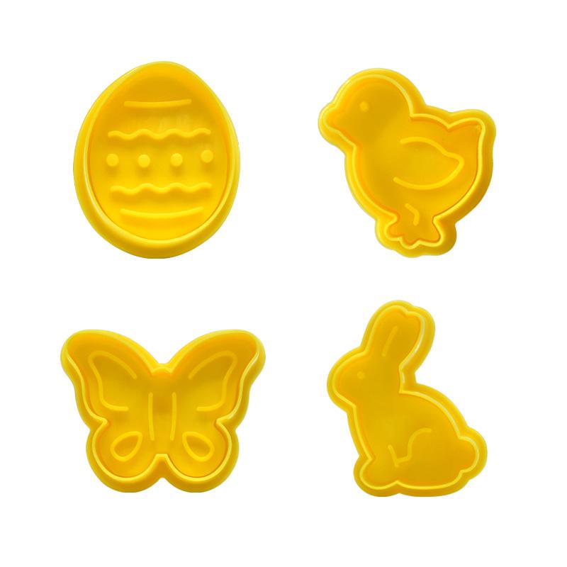 

4Pcs/Set Easter Egg Rabbit Chick Butterfly Plastic Fondant Cookie Cutter Mold Biscuit Cake Decor 4pcs