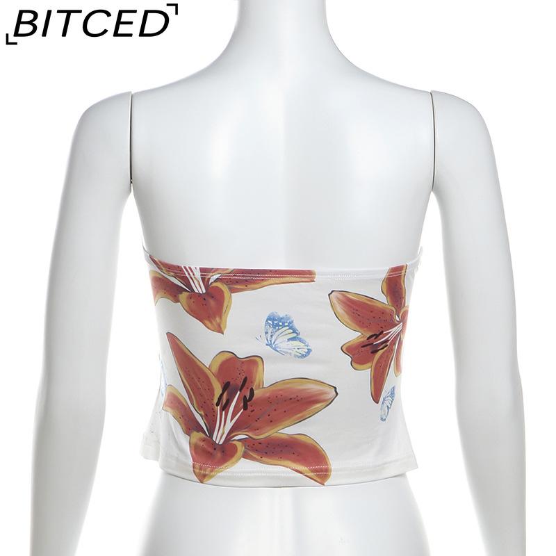 BITCED Summer Women's Streetwear Floral Print Sensual Crop-Top Bustier