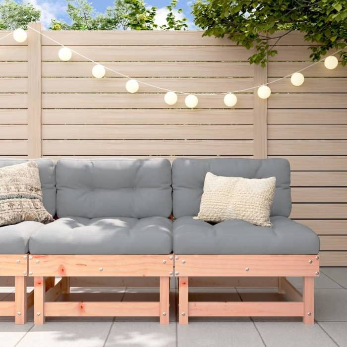 VidaXL Canapés centraux avec coussins 2 pcs bois massif douglas, canapé de jardin, siège de jardin, siège d'extérieur, 825462