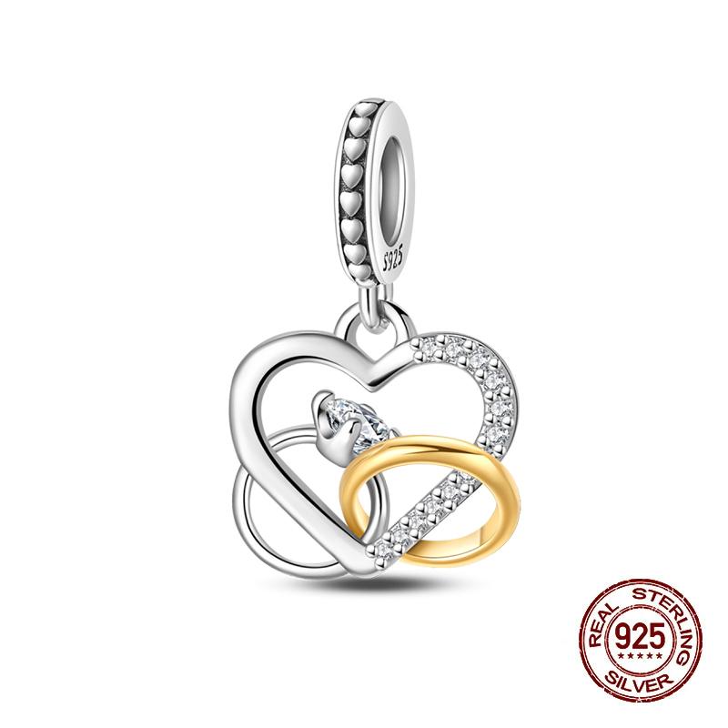 New Copper Charms Beads Pendant Pink Bouquet Love Wedding Proposal Charm For Women Bracelet Engagement Jewelry Gift