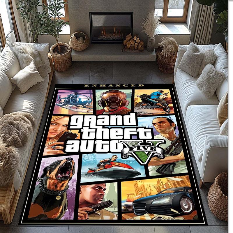 GTA Crystal Velvet Rug, Soft Anti‑Slip Crystal Velvet Carpet for Living Room Bedroom Home Decor