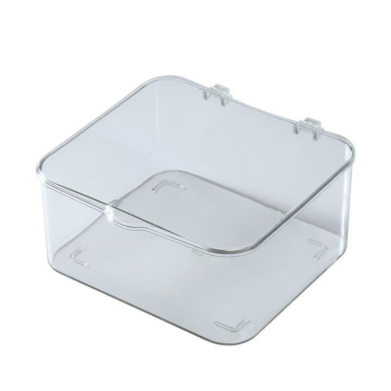 

1 шт. Штабелируемый пластиковый ящик для хранения, Прозрачная крышка, Пыленепроницаемый органайзер для гостиной, кухни, для хранения закусок белый