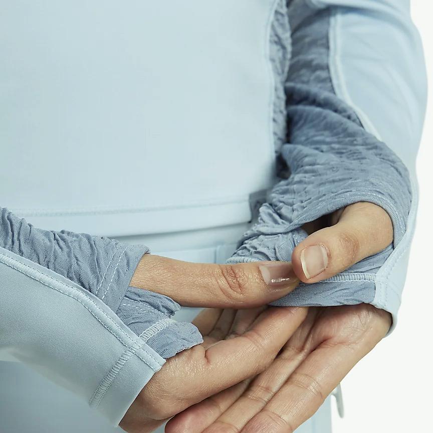 Nike Color Blocked Half High Neck Casual Quick Dry Running Long Sleeve Raglan T-Shirt Women Tops Light-Blue FN4707-440