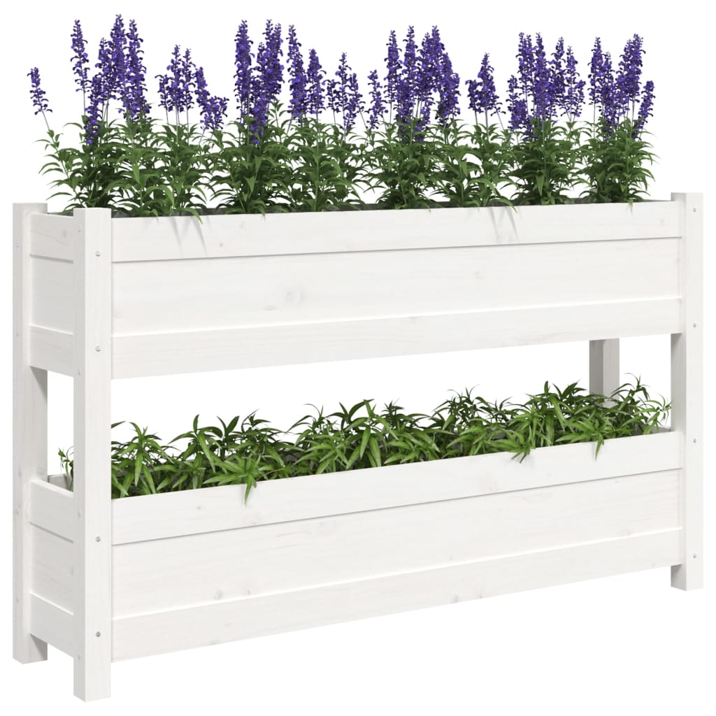 Planter Box White 112x25x66 Cm Solid Pine Wood