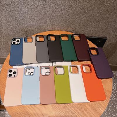 Para Apple iPhone 12 11 Pro Max Armação de lente de metal durável com furo grande e sensação de pele Capa protetora de PC Capa traseira Shell