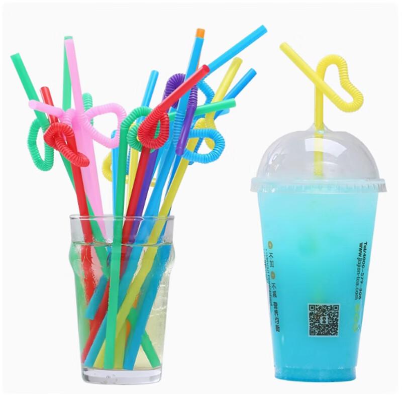 St. Blai Disposable Bent Plastic Drinking Straws