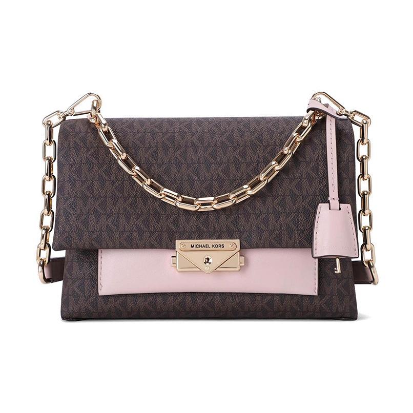 

Michael Kors Mk Cece Color Block Chain Flap Crossbody Bag Women bags Brown Soft-Pink 30T9G0EL2B266 Basic Set (Bag+Dust Bag)