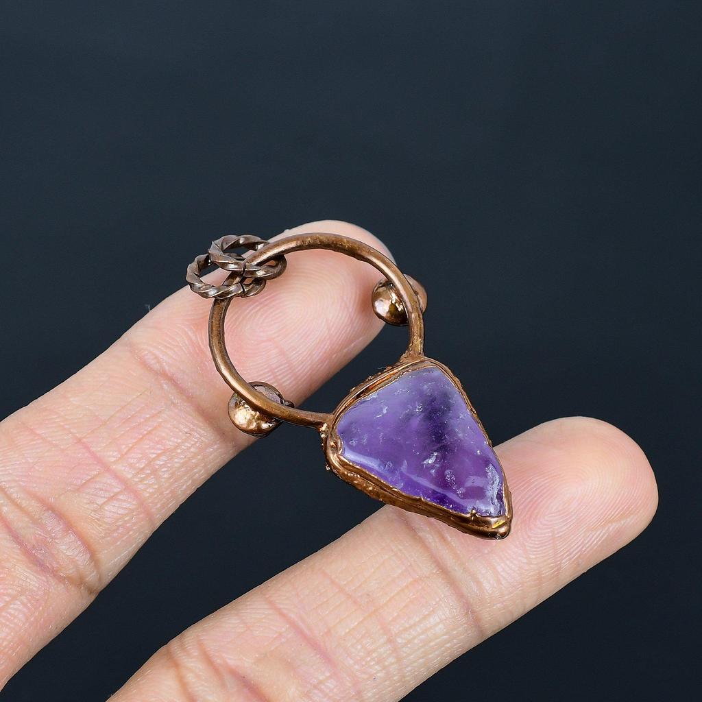 Amethyst Pendant Gemstone Jewelry, Copper Electroformed Pendant, Gift For Women Handmade Pendant