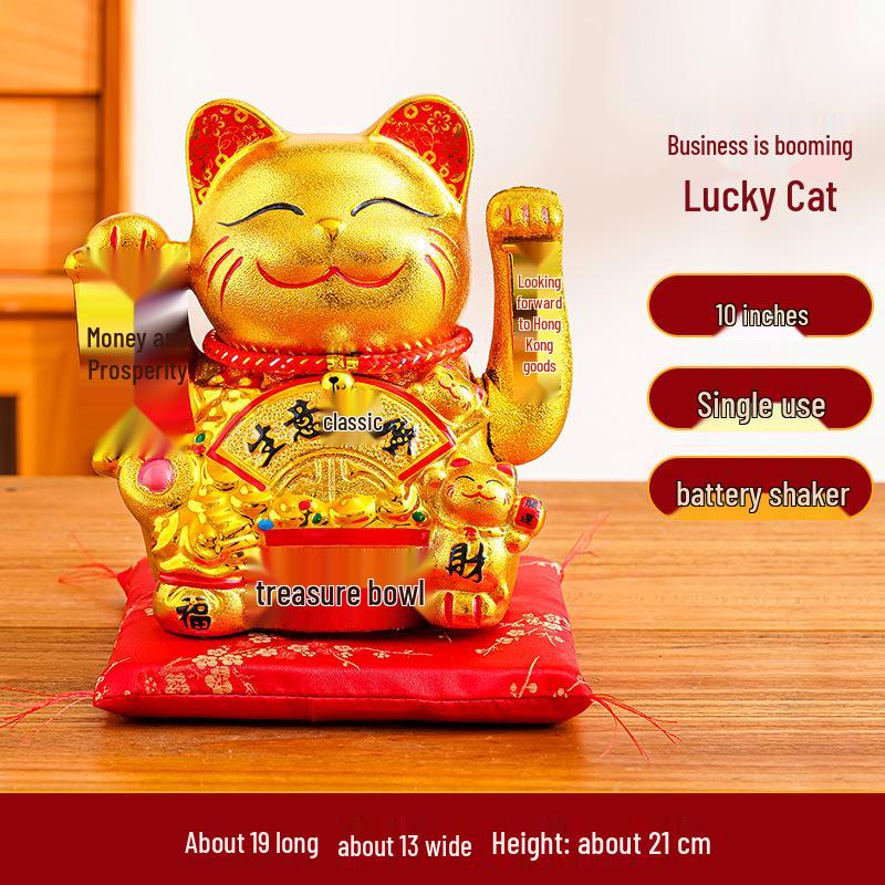 Ceramic Lucky Cat Figurine with Waving Hand – Customizable Gold Shop Gift for 2026 Opening Ceremony