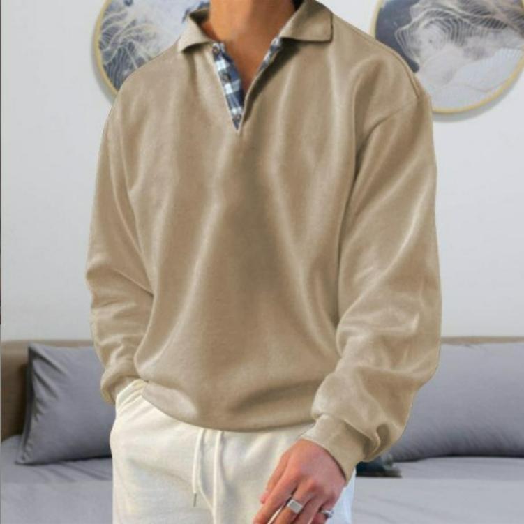 Season Long-sleeved V-neck Men's Lapel Loose Sweater Men's Clothing
