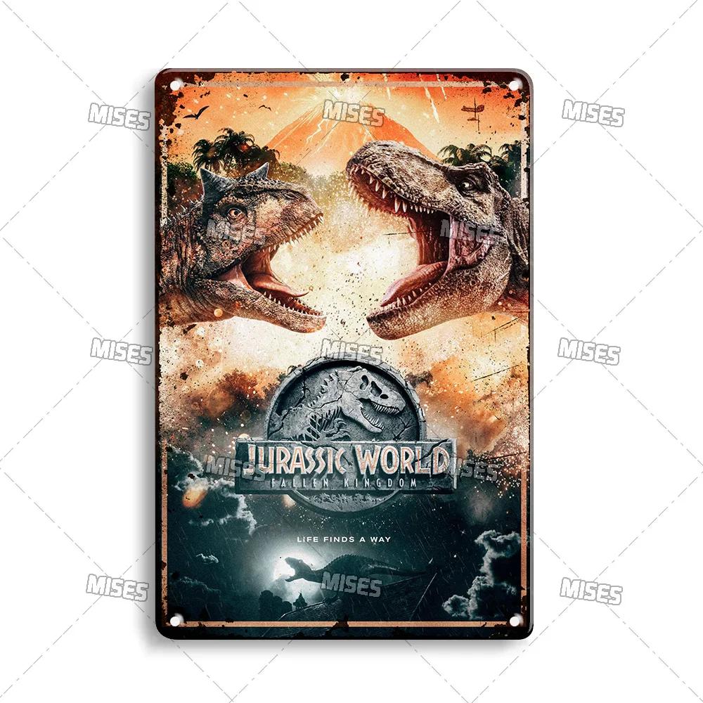MISES Film Classico Jurassic Park Targa Metallica Pub Targa Metallica Giardino Vecchia Targa Murale Segno Metallico Arrugginito Decorazione Murale Poster Metallico