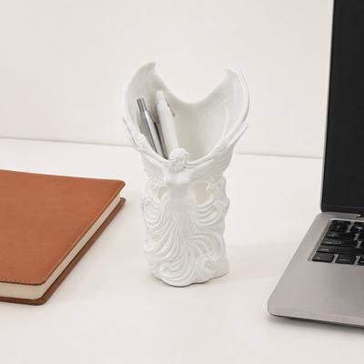 Angel Fairy Pen Holder, 3D Printed Cosmetic Organizer, Cute Makeup Brush Cup for Vanity Desk, Dried Flower Vase, Gift for Women