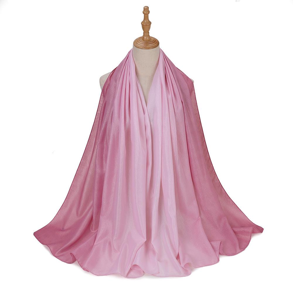 New Silk Hand Gradient Fashion Hijab Scarf Indonesian Malay Silver Scarf Raya Hijab