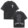Christian Jesus Faith Over Fear Bible Verse Washed T-shirts Men Women Fashion Vintage Oversized T Shirts Harajuku Cotton T-shirt