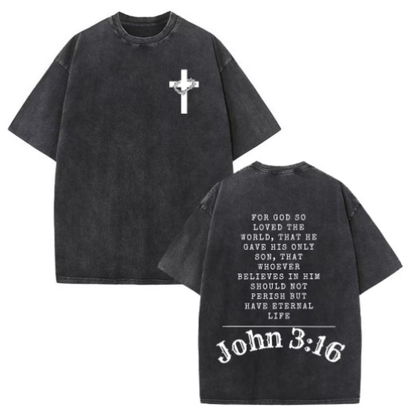 Christian Jesus Faith Over Fear Bible Verse Washed T-shirts Men Women Fashion Vintage Oversized T Shirts Harajuku Cotton T-shirt