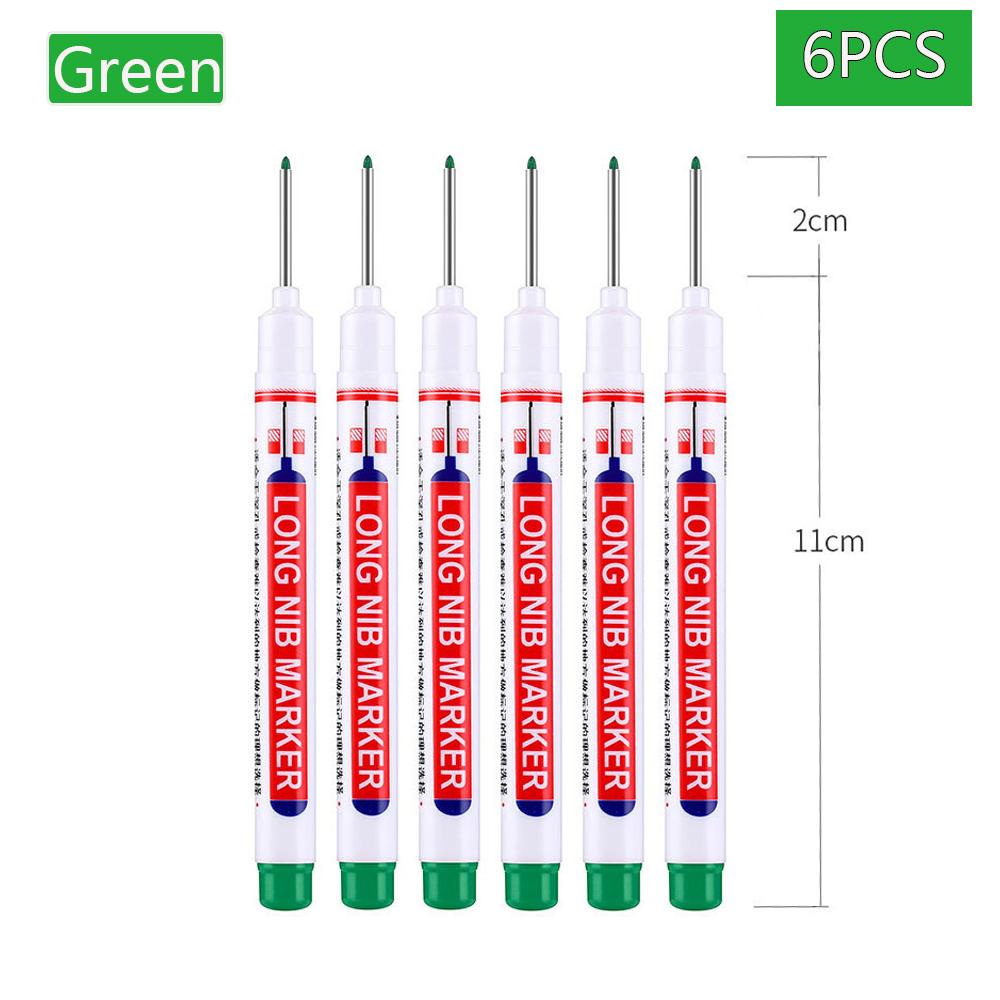 1/2/4/6/8Pcs Long Head Markers Pen Bathroom Woodworking Decoration Multi-purpose Deep Hole Marker Pens Red/Black/Blue/Green Ink