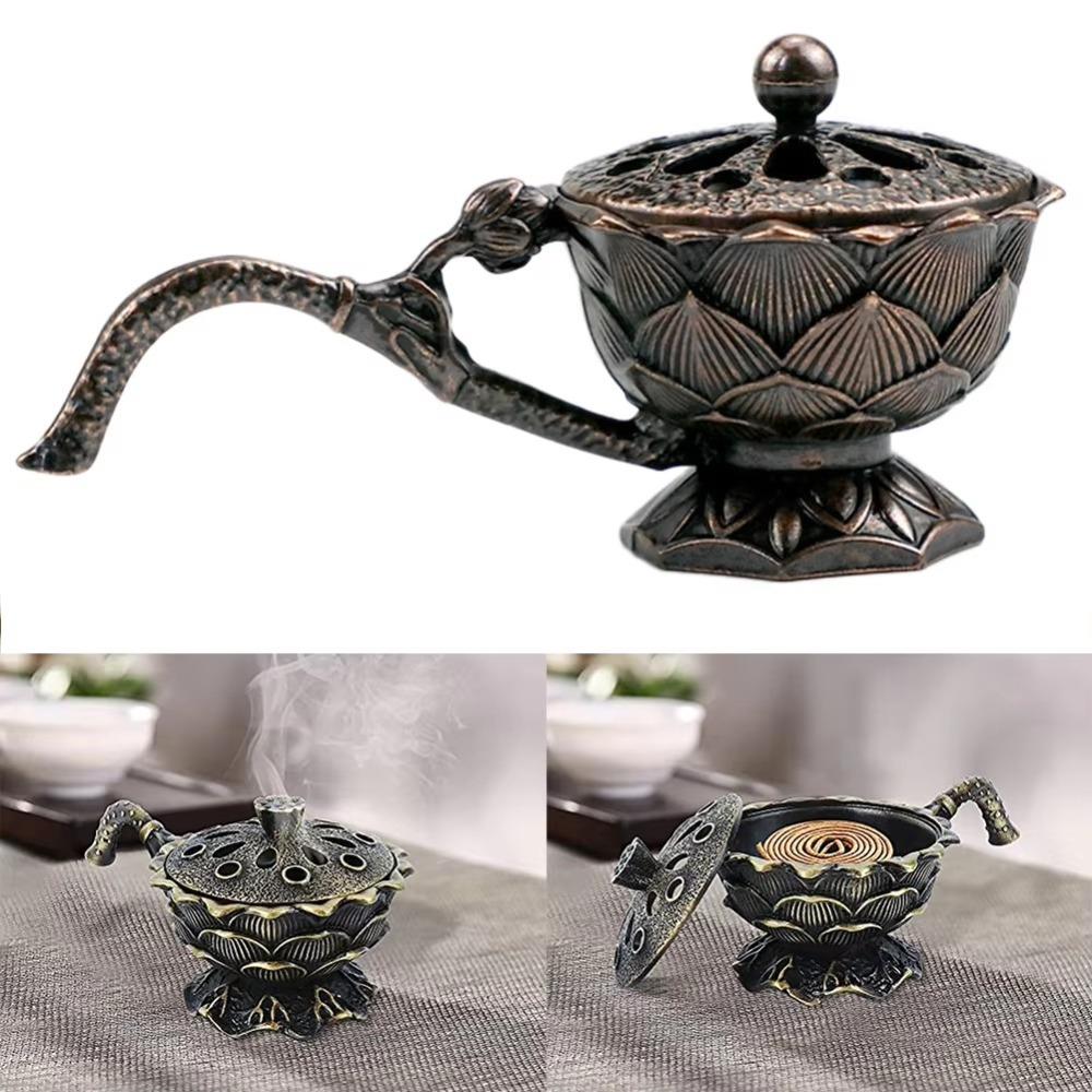 Metal Lotus Incense Burner Hollow Out Aromatherapy Stove Incense Holder  Home Interior Decoration