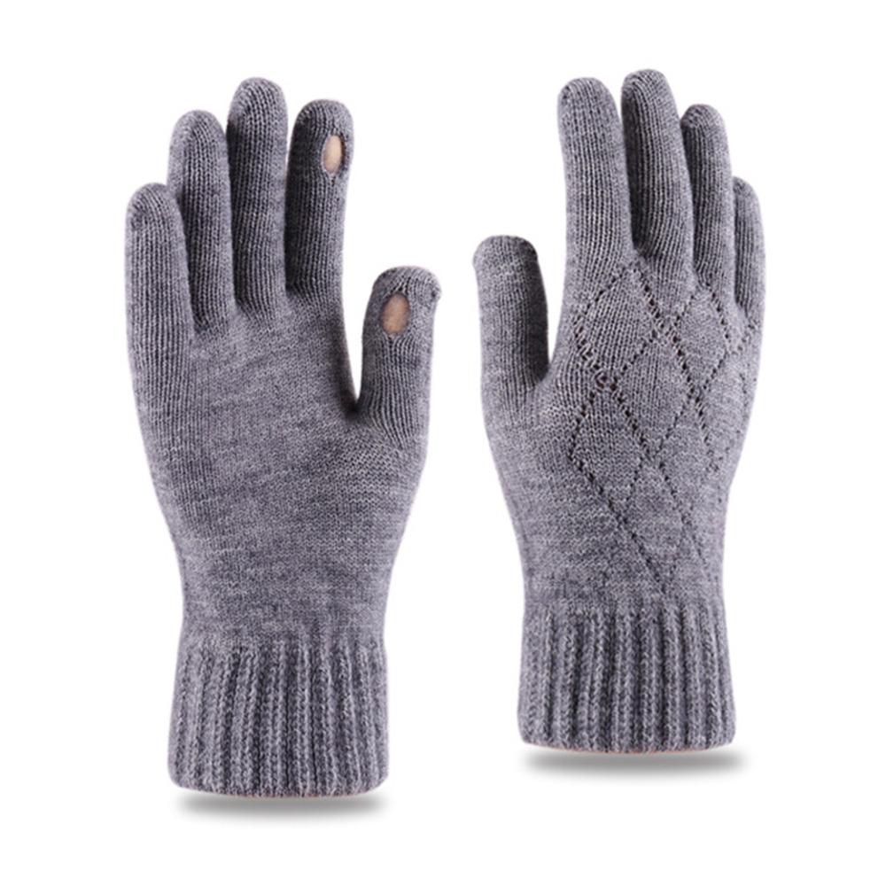 Wollgestrickte Vollfingerhandschuhe Winddichte Fleecehandschuhe Mode Radfahren Autofahren Fäustlinge für Winter