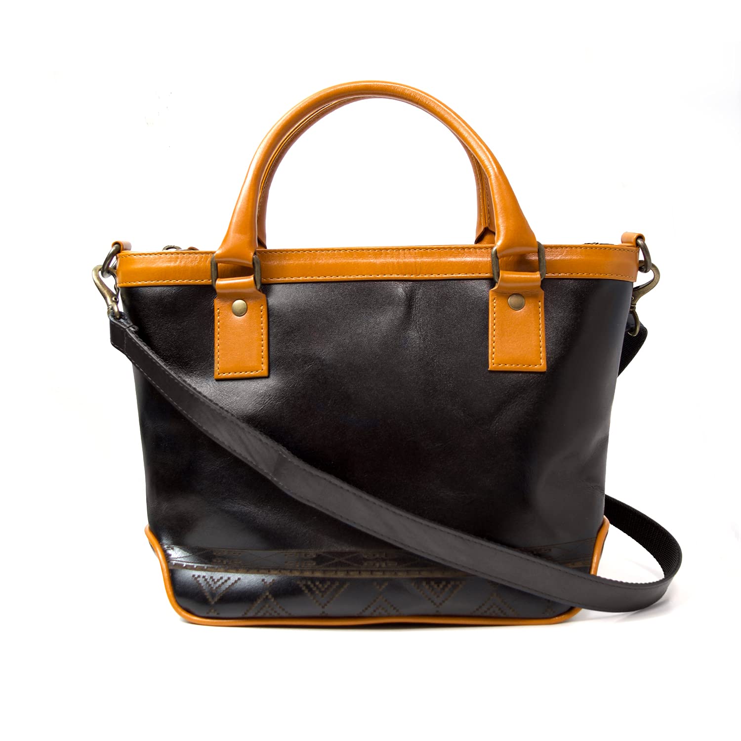 

Antique Smooth Leather Mini Tote Bag Handbag Shoulder Bag Present Made in Japan Bag Genuine Leather Case Attractive Bag x [Indy] Men s (Camel Black)