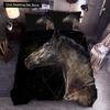 3D Horse Printing Duvet Cover Animal Bedding Set Twin Full Double Queen King Size for Kids Men Black Soft Quilt Cover Pillowcase