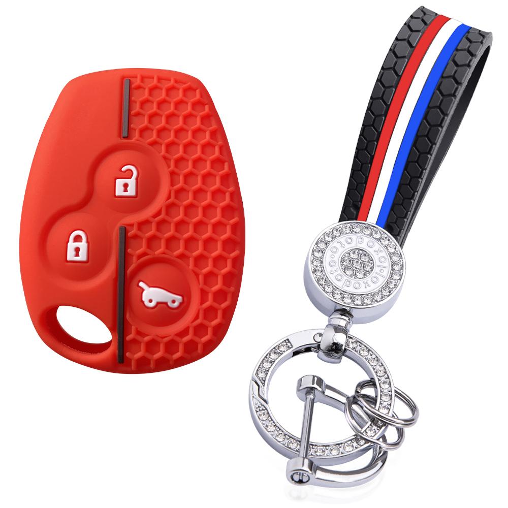 For Renault Logan Duster Clio Lll Traffic For Nissan Terrano Almera 2-Button Silicone Car Key Case Cap Cover Keychain Fob Shell