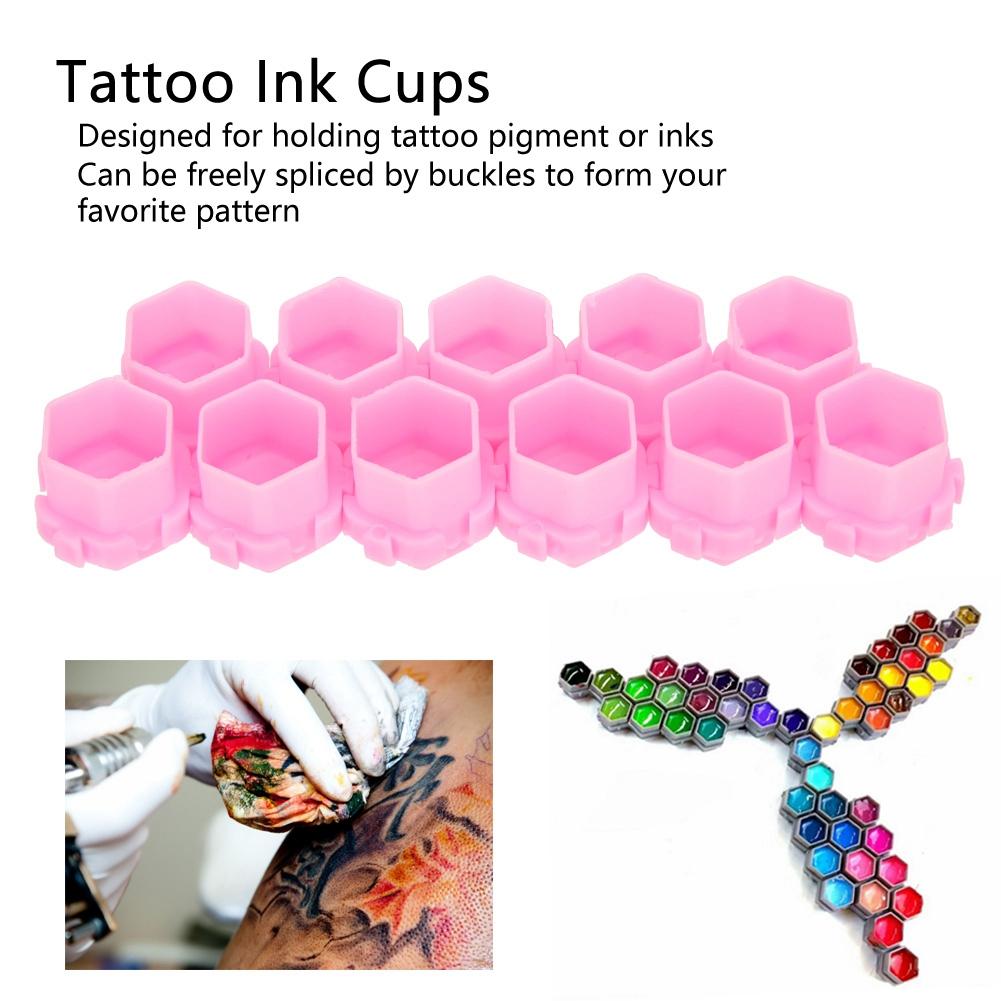 200Pcs Tattoo Ink Cups Honeycomb Shape Pigment Holder Cups Permanent Makeup Supplies Pink