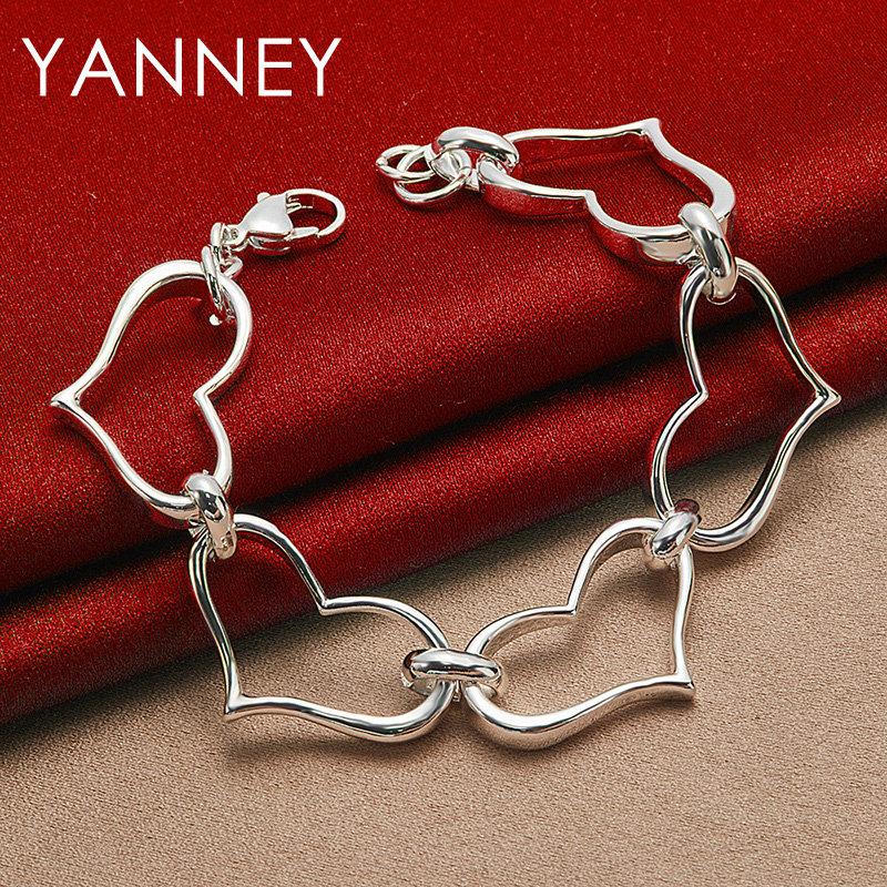 925er Sterlingsilber 8 Zoll Schönes Herzarmband Damen Mode Hochzeitsgeschenk Schmuck Partyzubehör