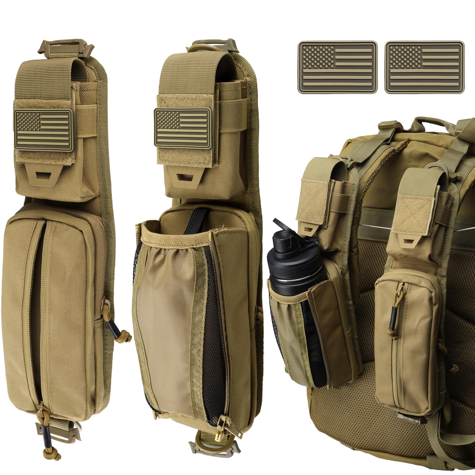 

WYNEX 2 Pack MOLLE Pouch Tactical EDC Utility Pouch Compact and Waterproof for Military Backpack Small Equipment Gadget Organizer (L+L)