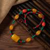 Tibetan Beeswax Long Necklace National Style Retro Beaded Sweater Chain Agate Telescopic Rope Necklace