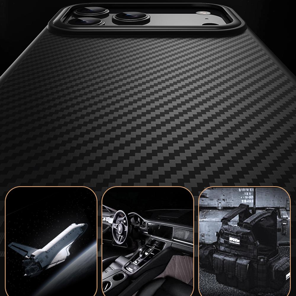 For iPhone 17 Pro Magnetic Case Compatible with MagSafe Carbon Fiber Texture PC + TPU Cover