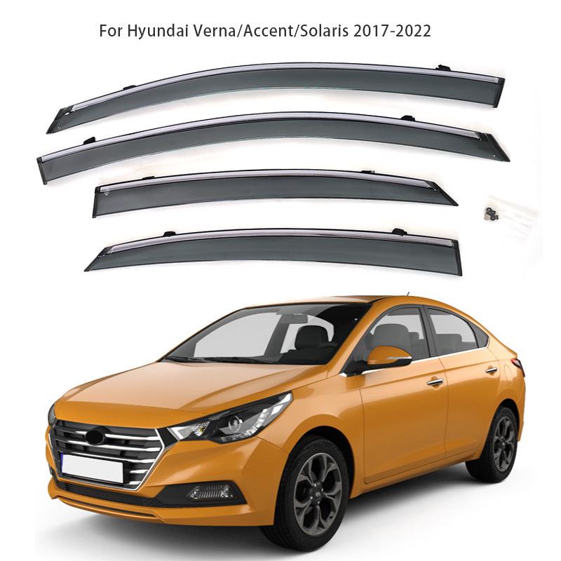Дефлекторы окон Hyundai Verna/Accent 2017-2022: Дефлекторы окон Acrylic with Chrome Strip