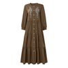 ZANZEA Abito Lungo Casual da Donna a Girocollo a Maniche Lunghe Largo con Stampa
