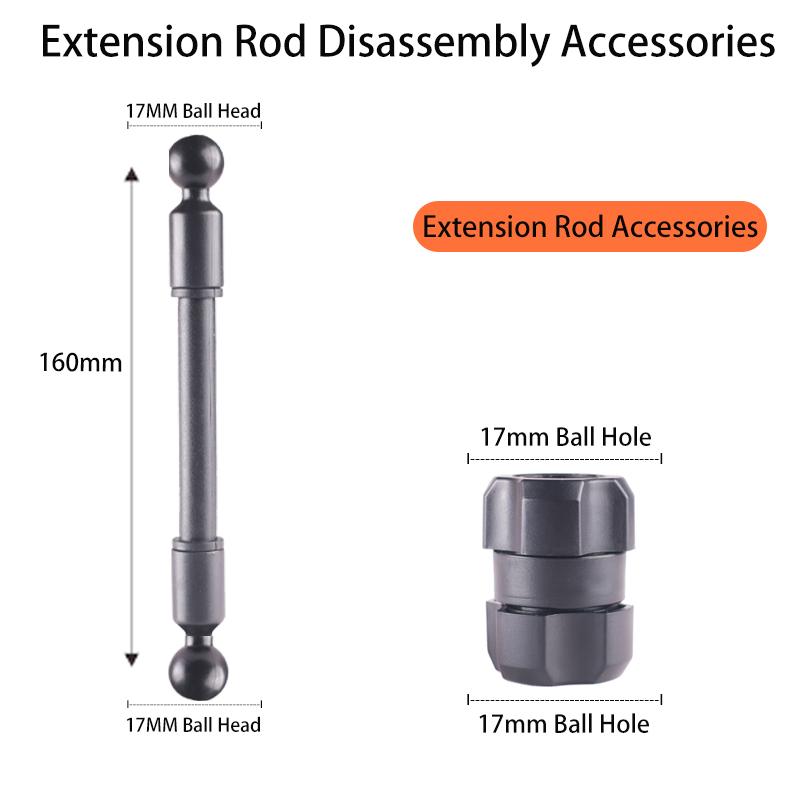 Car Phone Holder Extension Rod - Dual Ball Head Adjustable Bending Hose Universal Fit For 17mm Ball Hole/Ball Head чёрный