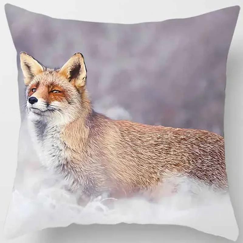 

Декоративная наволочка с рисунком лисы, квадратная подушка для дивана в машину, чехол для подушки 40x40cm