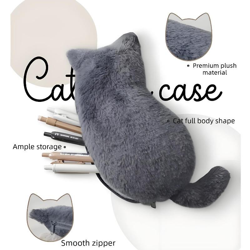

Plush Soft Cat Model Stationery Storage Pencil Case Cute Cartoon Student School Large Capacity Pen Box Girl Makeup Bag Wallet