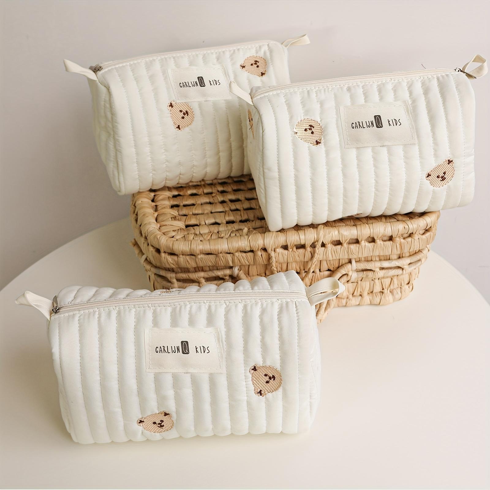 

Mommy Baby Diaper Bag Travel Toiletry Makeup Bag Multi Function Storage Organizer with Embroidery Portable Daily Use rips