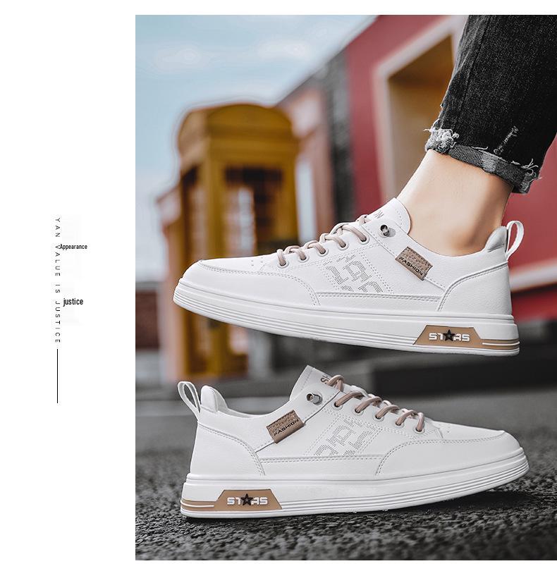 Men's 2025 Spring Breathable White Slip-on Shoes - Korean Trend, Versatile Casual Sport Style with Soft Sole.